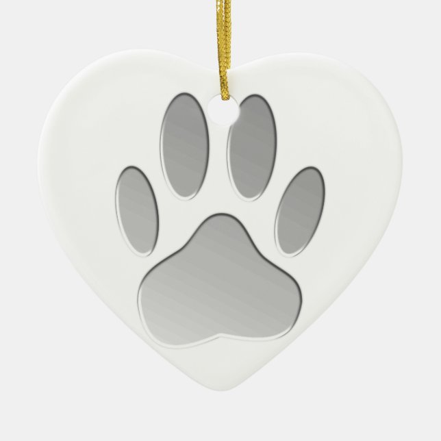 Metal-Look Dog Paw Print Keramikornament (Vorne)