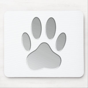Metal-Look Dog Paw Print Mousepad