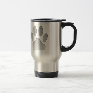 Metal-Look Dog Paw Print Reisebecher