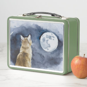 Metal Lunch Box mit Cat and Moon Design