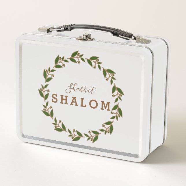 Metal Lunchbox Shabbat Shalom Green Broath (Vorderseite)