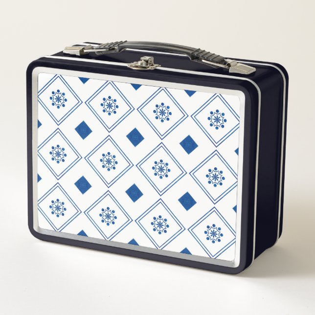 Metal lunchbox with a navy blue frame  (Vorderseite)