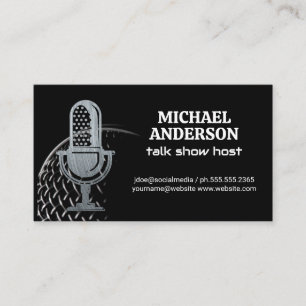 Metal-Mikrofon-Logo   Podcast Host Business Card Visitenkarte