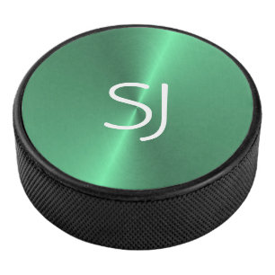 Metal-Monogramm-Grün glänzend Eishockey Puck