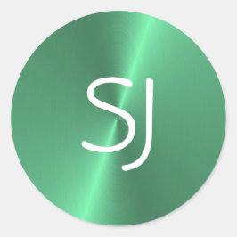 Metal-Monogramm-Grün glänzend Runder Aufkleber