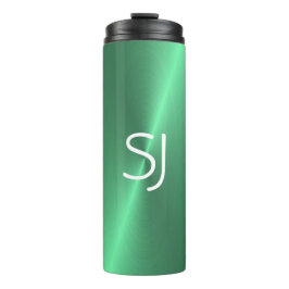 Metal-Monogramm-Grün glänzend Thermosbecher