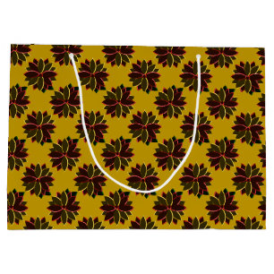 Metal Poinsettia Blume-10-Red-Gold-GIFT BAG L Große Geschenktüte