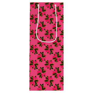 Metal Poinsettia Blume-11-Pink-Gold-W GIFT BAG Geschenktüte Für Weinflaschen