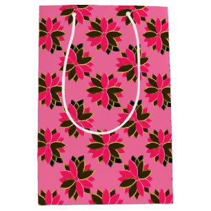 Metal Poinsettia Blume-17-Rosa-Gold-GIFT BAG Mittlere Geschenktüte