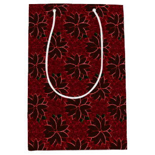 Metal Poinsettia Blume-6-Red-GIFT BAG Mittlere Geschenktüte