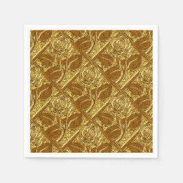 Metal Rose-17-Gold-Paper Cocktail Napkins Serviette
