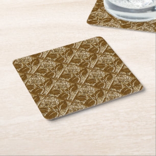 Metal-Rose-23-Braun-Gold-Untersetzer-Set Rechteckiger Pappuntersetzer