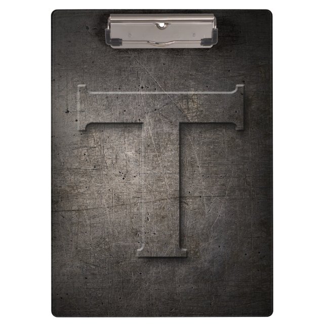 Metal Rustic T Monogram Clipboard Klemmbrett (Vorderseite)