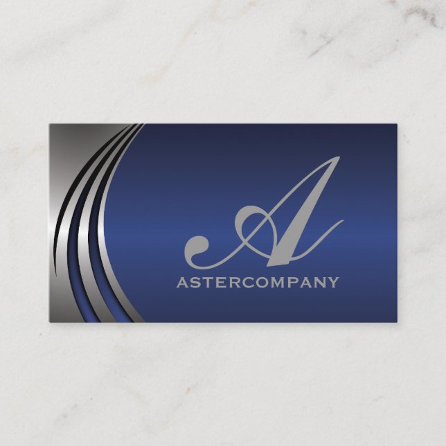 Metal silbergraue Blickfang, Monogramm Visitenkarte (Vorderseite)