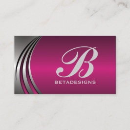 Metal silbergraue Fuchsie, auffälliges Monogramm Visitenkarte