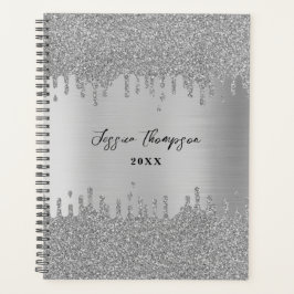 Metal Silver Gray Glitzer Tropfen Signature Script Planer