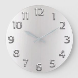 Metal Silver Gray Gray Arabic Numbers Minimalismus Große Wanduhr