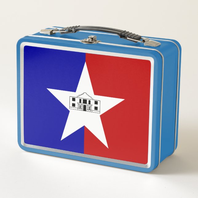 Metal Stainless Lunchbox - Flagge von San Antonio (Vorderseite)