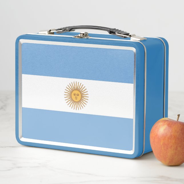 Metal Stainless Lunchbox mit argentinischer Flagge (Beispiel)