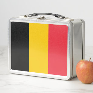 Metal Stainless Lunchbox mit belgischer Flagge