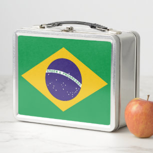 Metal Stainless Lunchbox mit brasilianischer Flagg