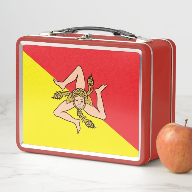 Metal Stainless Lunchbox mit der Flagge Siziliens (Beispiel)