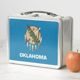 Metal Stainless Lunchbox mit der Flagge von Oklaho