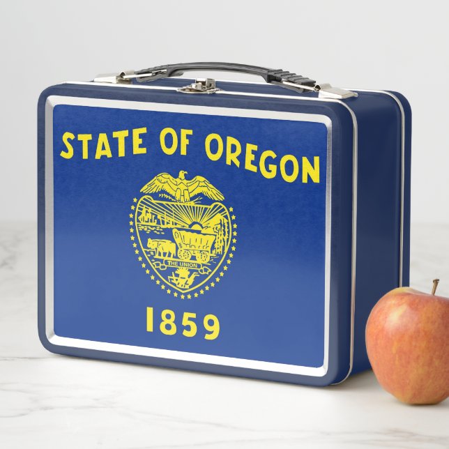 Metal Stainless Lunchbox mit der Flagge von Oregon (Beispiel)