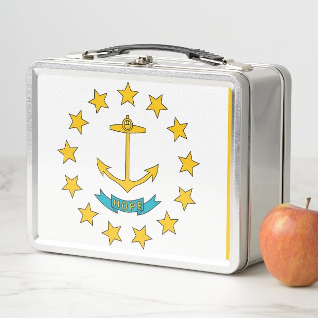 Metal Stainless Lunchbox mit der Flagge von Rhode  (Beispiel)