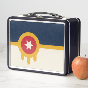 Metal Stainless Lunchbox mit der Flagge von Tulsa 
