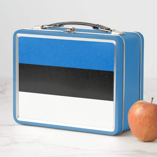 Metal Stainless Lunchbox mit Flagge Estlands (Beispiel)