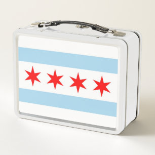 Metal Stainless Lunchbox mit Flagge von Chicago