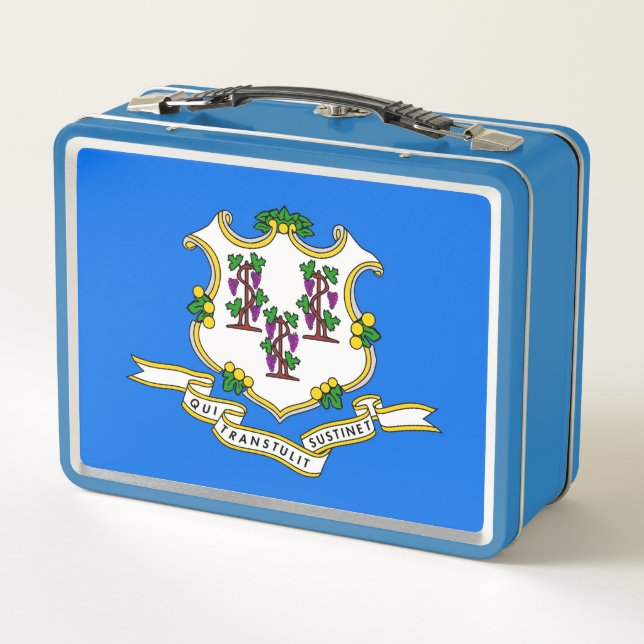 Metal Stainless Lunchbox mit Flagge von Connecticu (Rückseite)