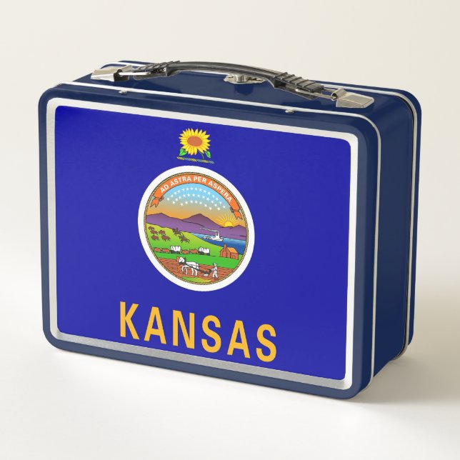 Metal Stainless Lunchbox mit Flagge von Kansas (Rückseite)