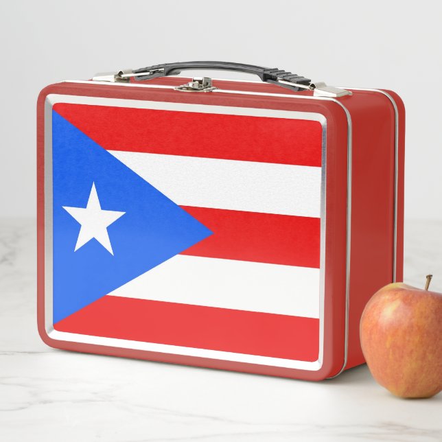 Metal Stainless Lunchbox mit Flagge von Puerto Ric (Beispiel)