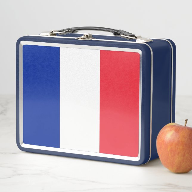 Metal Stainless Lunchbox mit französischer Flagge (Beispiel)