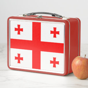 Metal Stainless Lunchbox mit georgischer Flagge