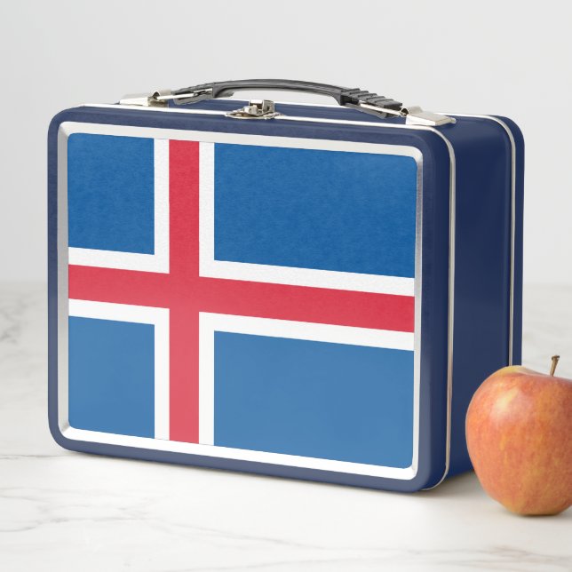 Metal Stainless Lunchbox mit isländischer Flagge (Beispiel)
