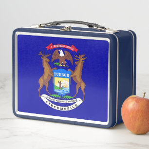 Metal Stainless Lunchbox mit Michigan-Flagge