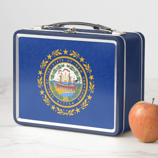 Metal Stainless Lunchbox mit neuer Hampshire-Flagg (Beispiel)