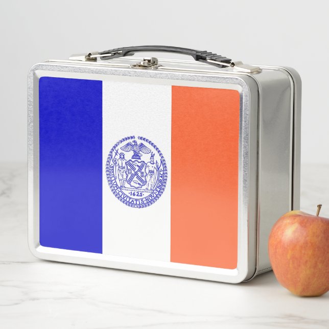Metal Stainless Lunchbox mit New Yorker Stadtflagg (Beispiel)