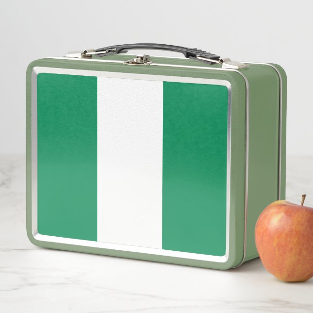 Metal Stainless Lunchbox mit nigerianischer Flagge (Beispiel)