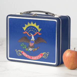 Metal Stainless Lunchbox mit North Dakota-Flagge