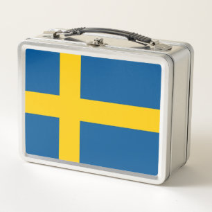 Metal Stainless Lunchbox mit schwedischer Flagge