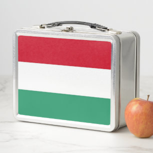 Metal Stainless Lunchbox mit ungarischer Flagge