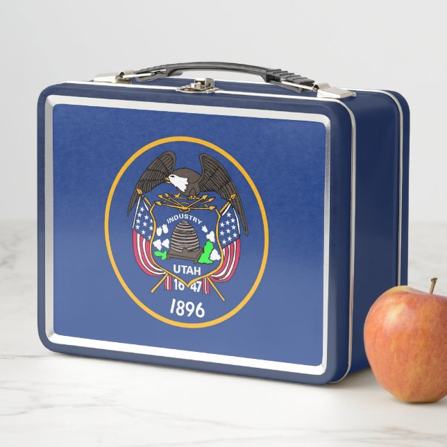 Metal Stainless Lunchbox mit Utah-Staatsflagge (Beispiel)