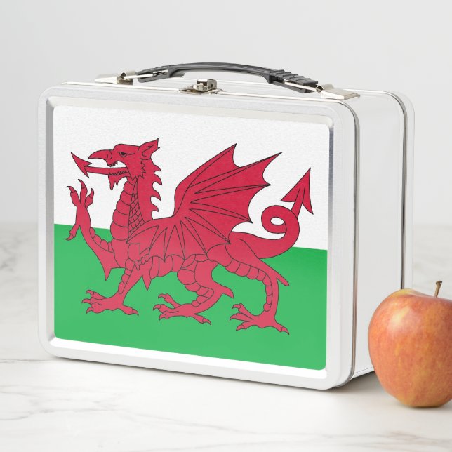 Metal Stainless Lunchbox mit Wales-Flagge (Beispiel)