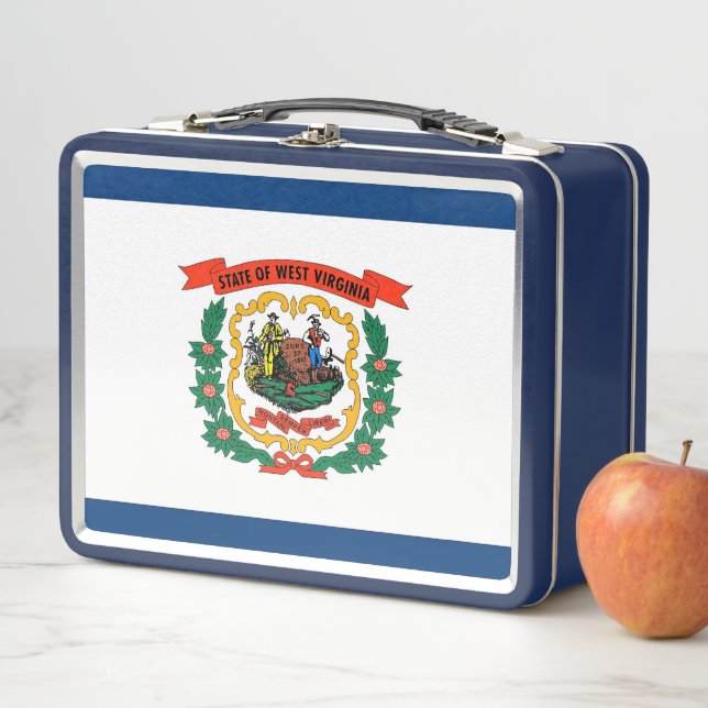 Metal Stainless Lunchbox mit West Virginia-Flagge (Beispiel)