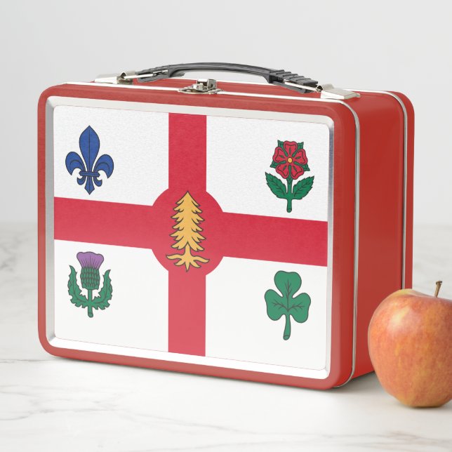 Metal Stainless Lunchbox with flag of Montreal (Beispiel)