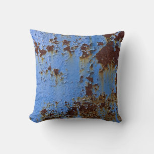 Metal und blau Farbe Textur. Kissen
